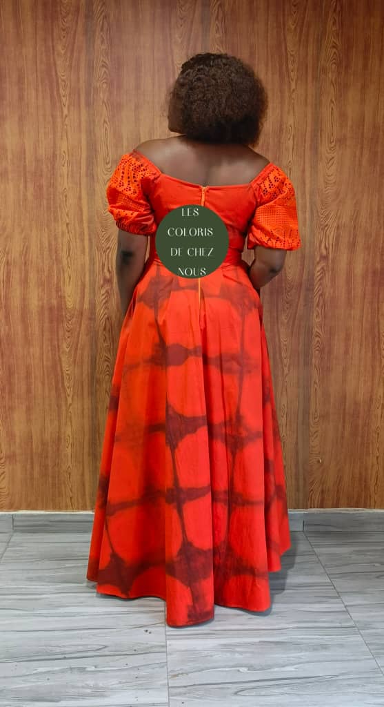 Robe africaine orange élégante pour femme
