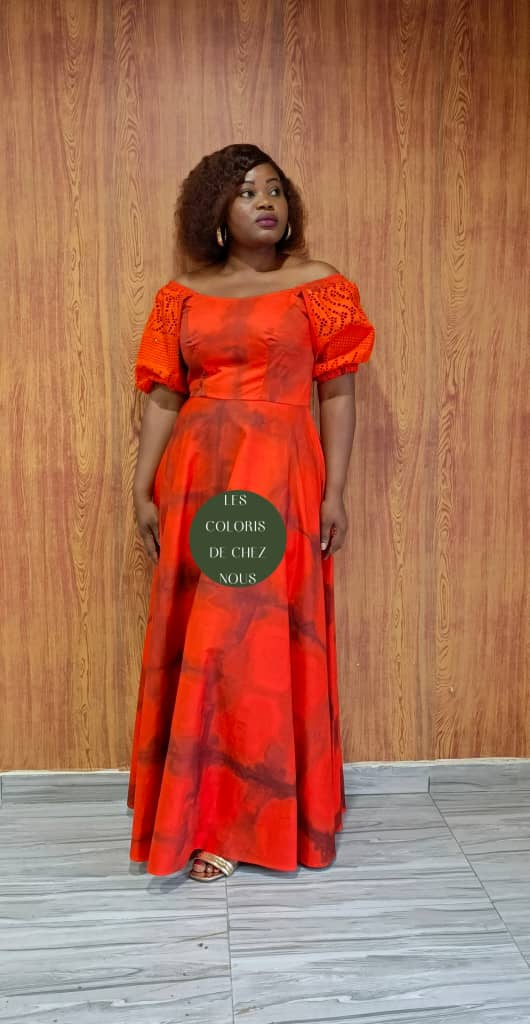 Robe africaine orange élégante pour femme